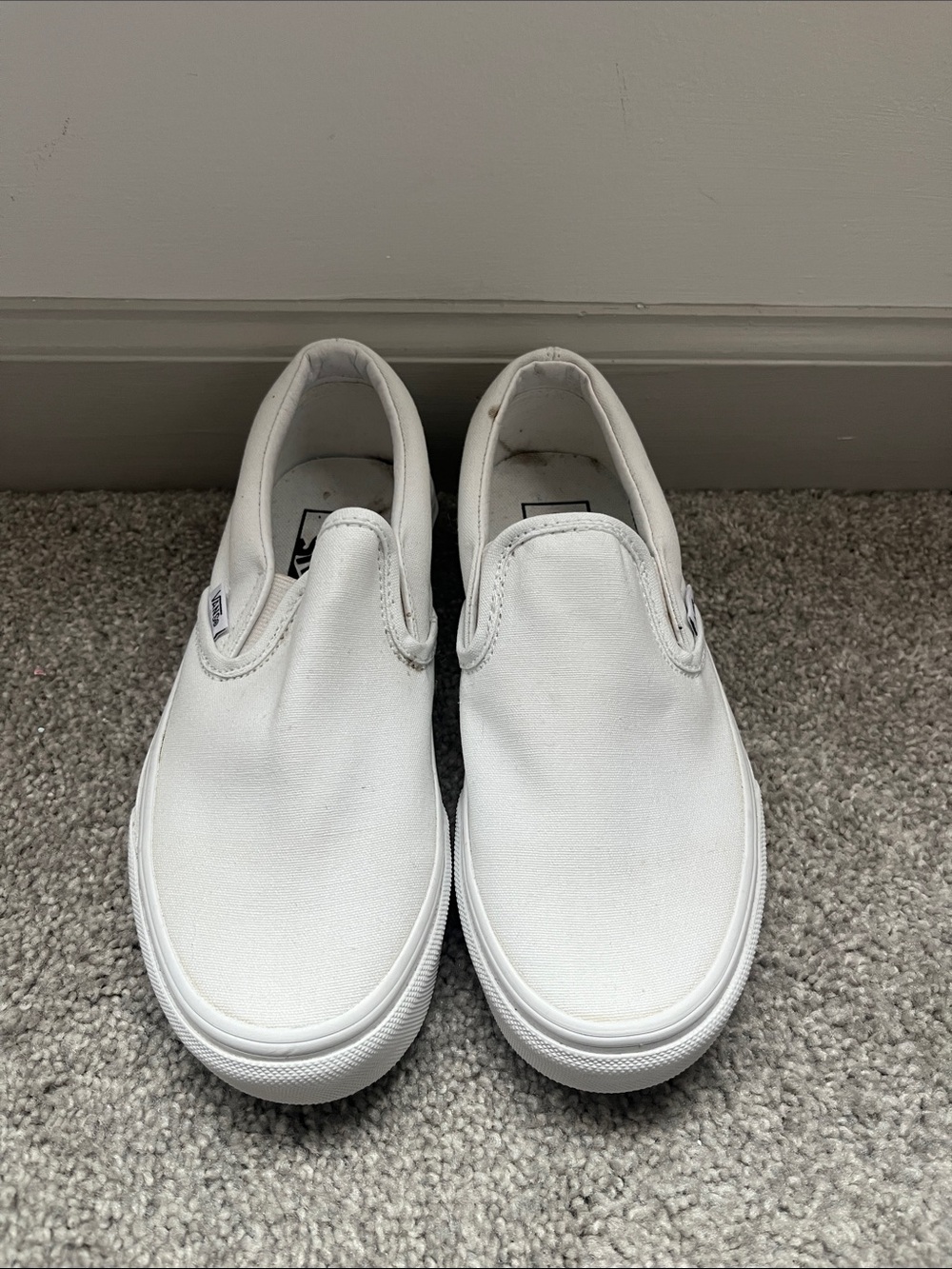 Vans White Canvas Slip-On Platform Sneakers